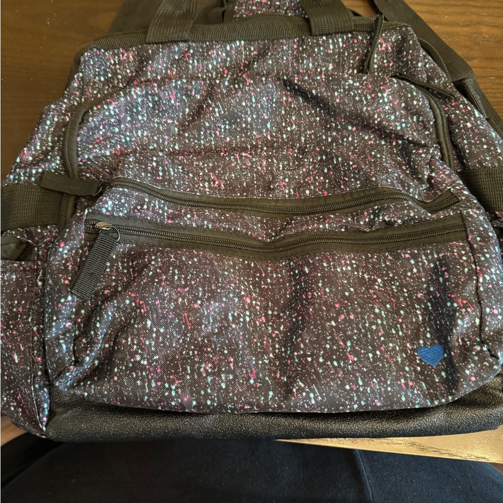 Nurse Mates Black Speckled Backpack with Pink & Blue Accents